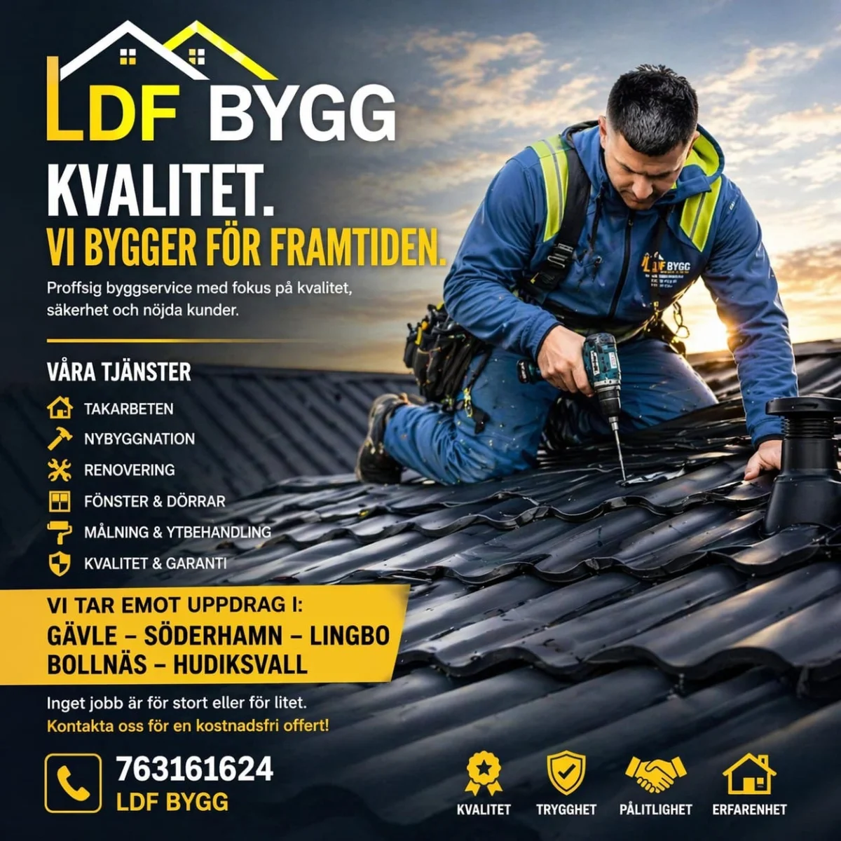 LDF Bygg - Proffsig byggservice i Gävleborg med takarbeten, nybyggnation, renovering, fönster, målning och kvalitetsgaranti